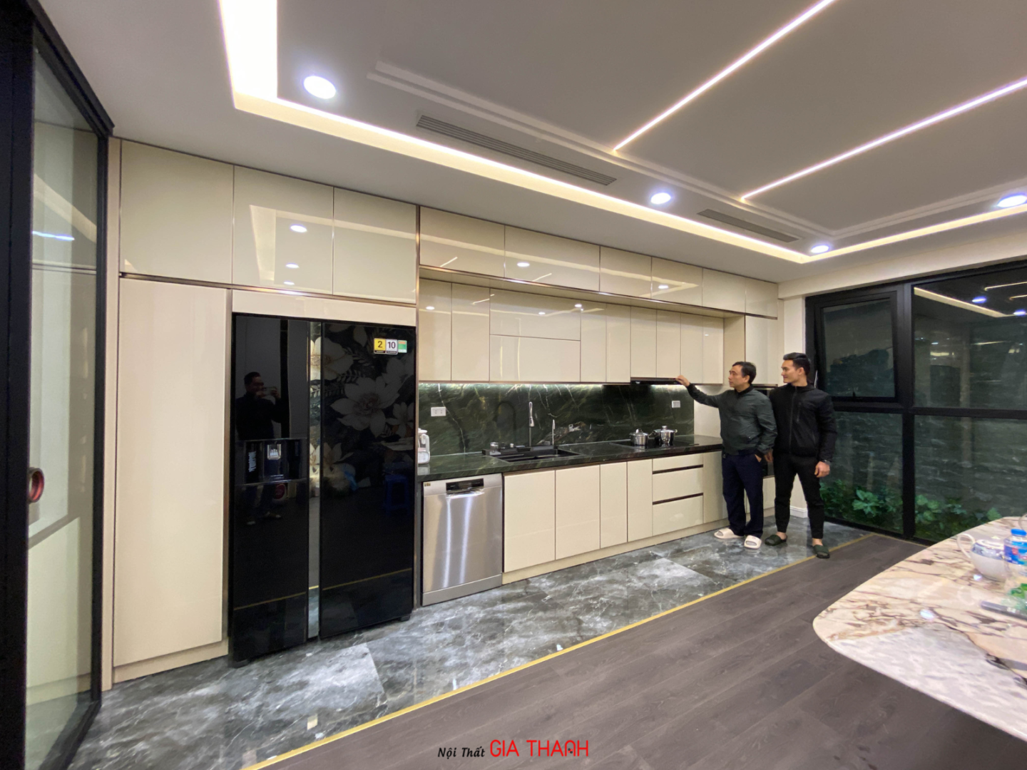 Tủ bếp Inox cánh kính chữ I - Tủ 2 tầng cho nhà phố - Hình ảnh 8